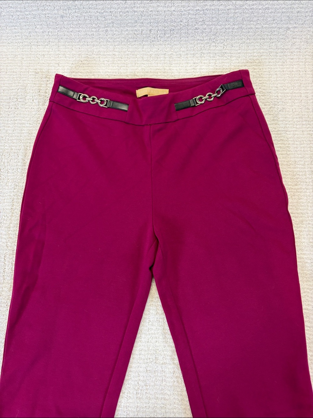 Hope & Harlow Burgundy Dress Pants Chain Waist Stretch Women Size M - Picture 2 of 8